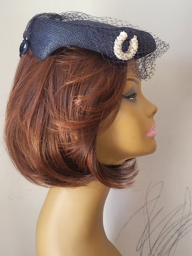 Vtg 50s 60s fascinator - fascinator, straw