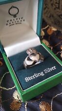 Vintage 1950 Celtic Claddagh Sterling Silver 925 Ring UK K, US 5.5 in Orig Box