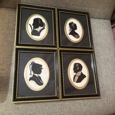 4 framed 'Pennyfarthing Galleries' silhouette portrait 13.5 X 16 Cm