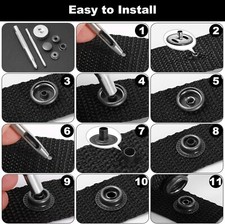 260 pcs Heavy Duty Snap Fasteners Press Studs Kit +Poppers Leather Button Tool~