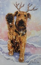 'The Volunteer' Airedale Terrier Christmas Cards X 8 By Ann Curran Of Ragtail