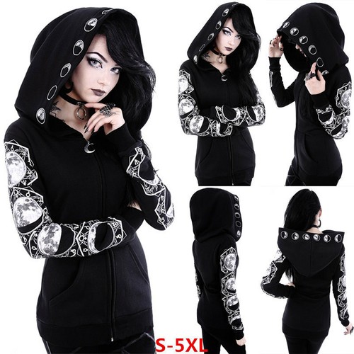 Womens black gothic punk - black, coat