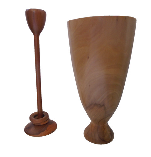 Vintage wooden candle holder - candle,