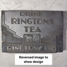 Vintage Printers Block, Ringtons Tea Merchants Advertising, Newcastle Upon Tyne 