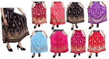 Indian Multi tie dye Yoga Women's Sequined Crinkle Broomstick Gypsy Long Skirts