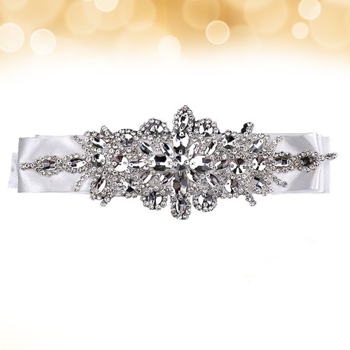 Elegant white bride belt - white,