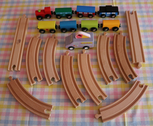 Wooden train track bundle - wooden, with