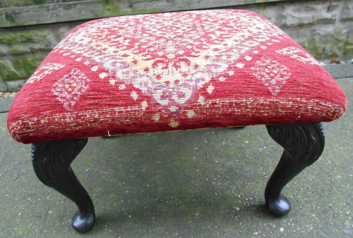 Vintage upholstered footstool - upholstered,