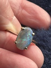 9 Ct Yellow Gold, 13 Mm X 8 Mm Black Opal Ring, Size S, 1.2 Grams, Not Scrap