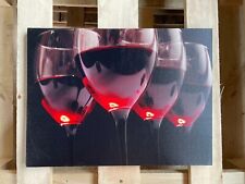 Stylish Relaxing LED Light Up Red Wine Glass Wall Art Canvas Photo Print 30x40cm