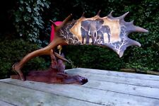 FALLOW DEER ANTLER LAMP ELEPHANTS DESIGN UNIQUE GIFT HANDMADE ART CHRISTMAS GIFT