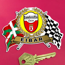 LAMBRETTA EIBAR Garland Shield and crossed Italian and Chequered Flags sticker