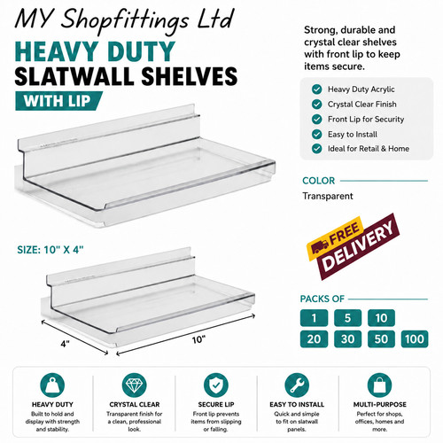 Clear acrylic slatwall - slatwall, shelves