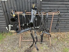 Complete Patent Leather Harness W/Brass, Black, Cob Size, Tie Down