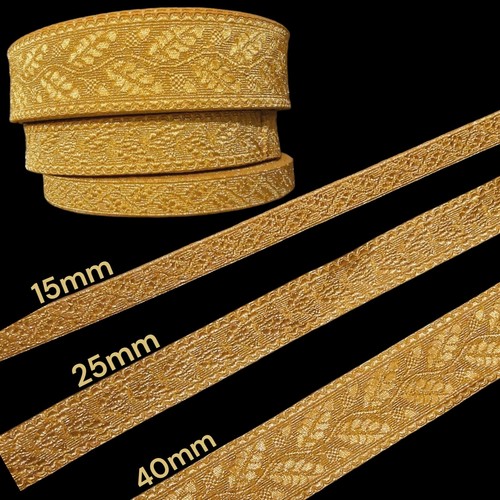 Oak leaf mylar braid - leaf, gold