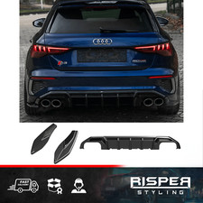 Audi S3 8Y 2020-2024 Rear Diffuser Valance / A3 S-LINE 8Y 2020-24 In Gloss Black
