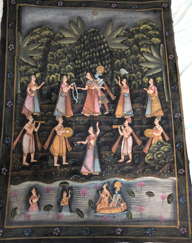 Painted silk fabric - silk, indian