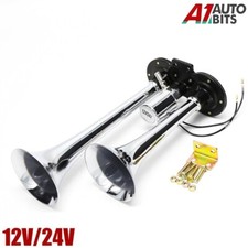 12v / 24v Twin Air Horn Chrome Plated Trumpet For Truck Lorry Bus Boat Train