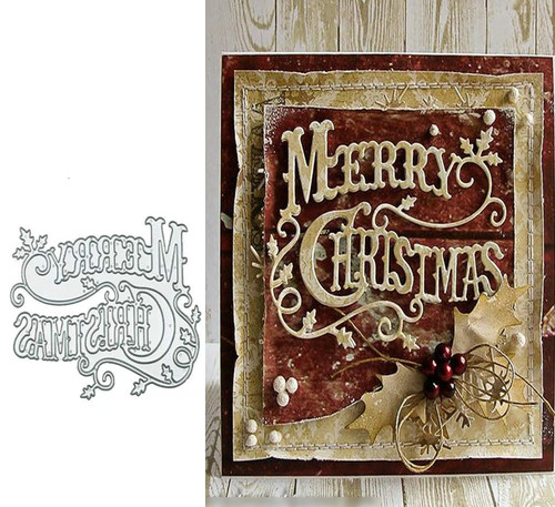 Merry christmas holly metal - christmas,