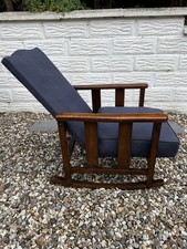 Parker Knoll 2668 Antique Mission Oak Arts & Crafts Slat Reclining Rocking Chair