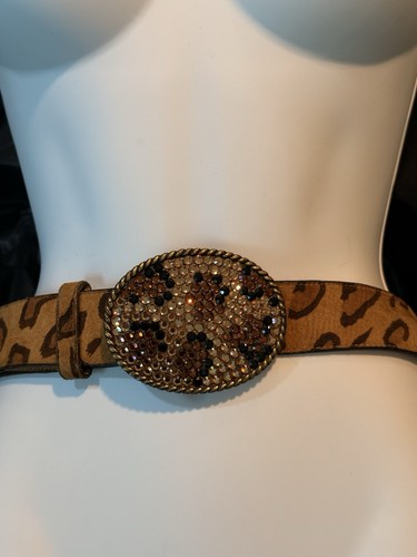 Women belt leopard crystal - leopard,
