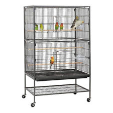 Parrot Macaw Budgie Canary Bird Cage Hutch Birdies Flight Cage with Stand&Wheels