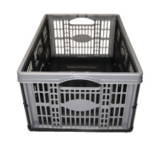 PLASTIC FOLD FLAT STACKABLE STORAGE FOLDING CRATES BOXES 32 LITRE