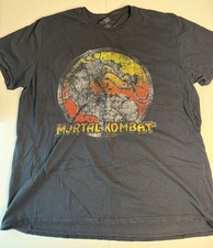 VINTAGE Mortal Kombat Shirt XL Faded Gamer Arcade Fighting Game Dragon Sub Zero
