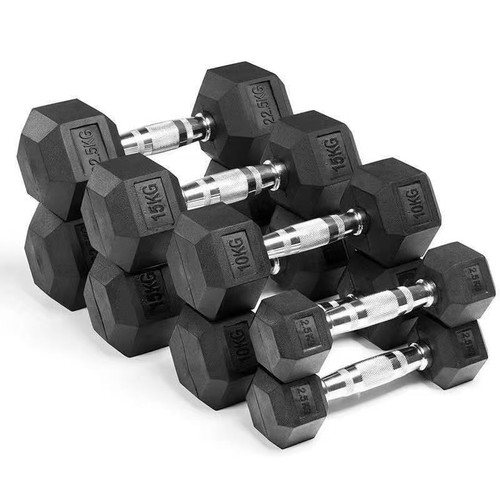 Hex dumbbells set rubber - hex,