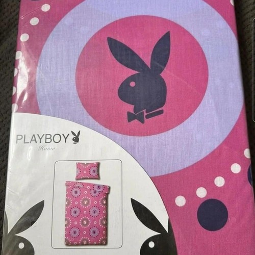Pink white lilac playboy duvet - white,