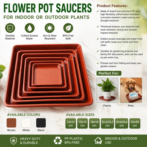 Flower pot square - flower, tray