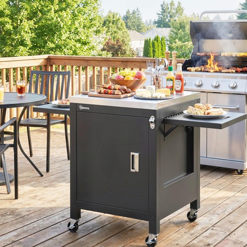 Outdoor grill cart with - grill,