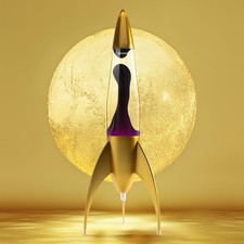 Mathmos Gold Telstar Rocket Purple Clear Lava Lamp LTD FIRST EDITION # 087/500