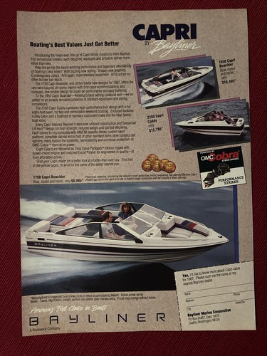 Bayliner capri boat 1987 print - capri,
