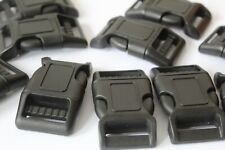  10 Black Plastic 25mm Curved Side Quick Release Buckles Contoured Clips