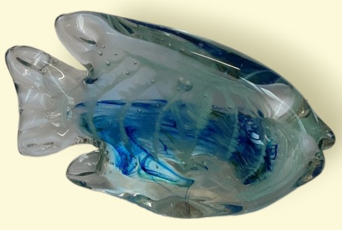 Hand blown art glass blues - glass,