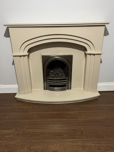 Limestone fireplace surround - fireplace,