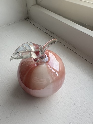 Apple glass paperweight pink - glass,