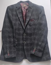 Joe browns Harris tweed-style jacket for men Size 46 Grey thick check blazer y2k
