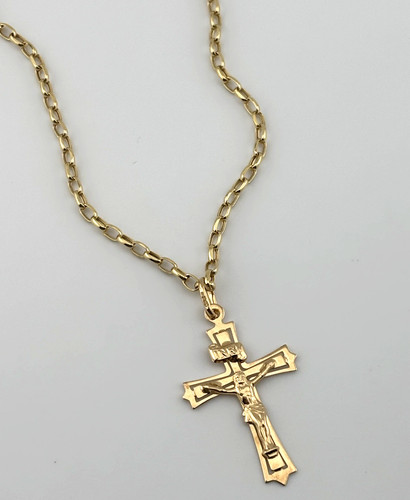 9ct yellow gold crucifix cross - crucifix,