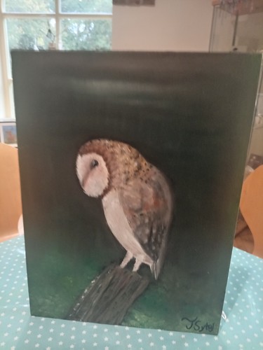 Iconic barn owl oil - 'barn, on