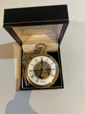 Modern Woodford Half Hunter Gold Plated Pocket Watch & Chain