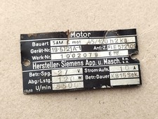 Data Plate Electric Motor