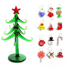 Handmade Murano Glass Crafts Christmas Tree Figurines Ornaments Home