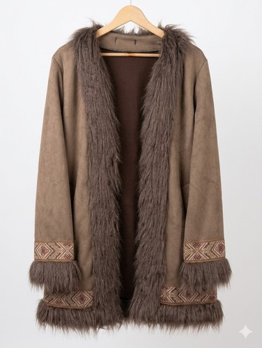 Dark brown suede shearling - dark,