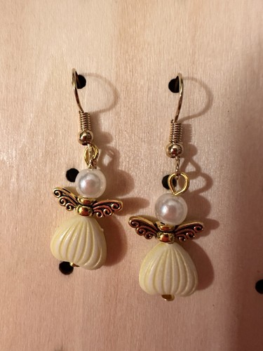 Ivory angel earrings faux - ivory,