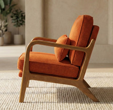 Orange Corduroy Accent chair