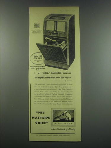 1949 hmv radiogram model - hmv,
