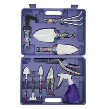 10 piece Garden tool set in plastic case secateurs trowel fork weeder bottle