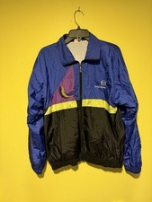 VINTAGE Sergio Tacchini Tracksuit Jacket Men Size Small 36 80s Retro Blue Green